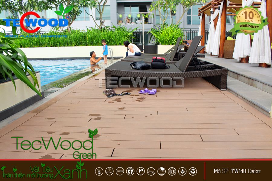 Lót sàn gỗ nhựa hồ bơi chung cư Keppel Land