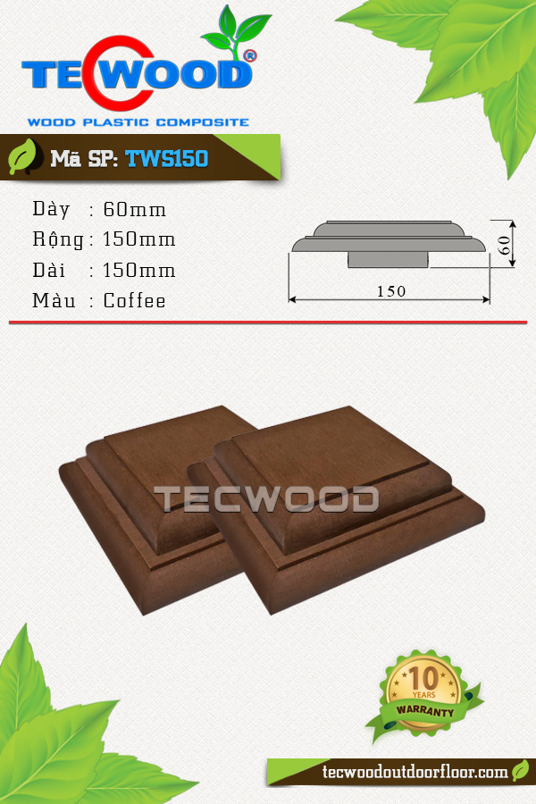 Nắp chụp đầu trụ cột TecWood TWS150 - Coffee