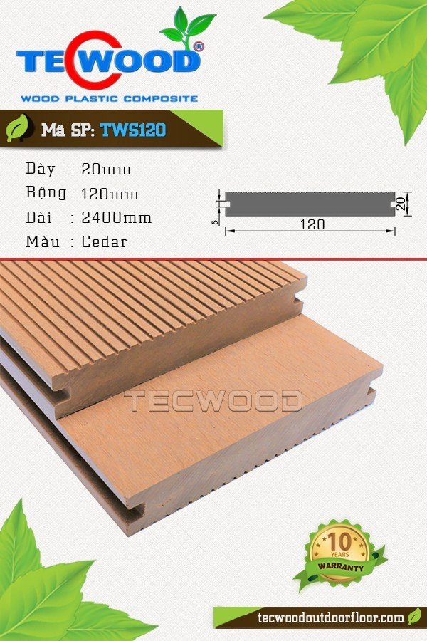 Sàn gỗ ngoài trời TecWood TWS120-Cedar