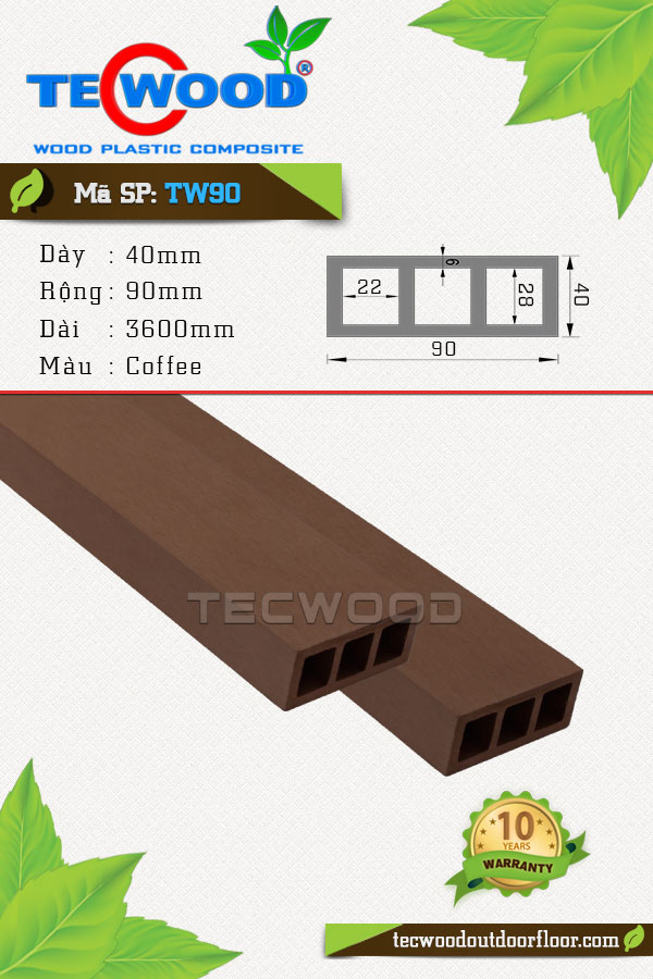 Thanh đa năng gỗ nhựa TW90 màu Coffee
