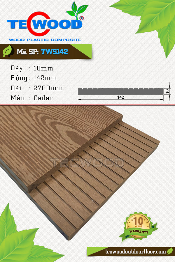 Tấm ốp gỗ nhựa TWS142 màu Cedar