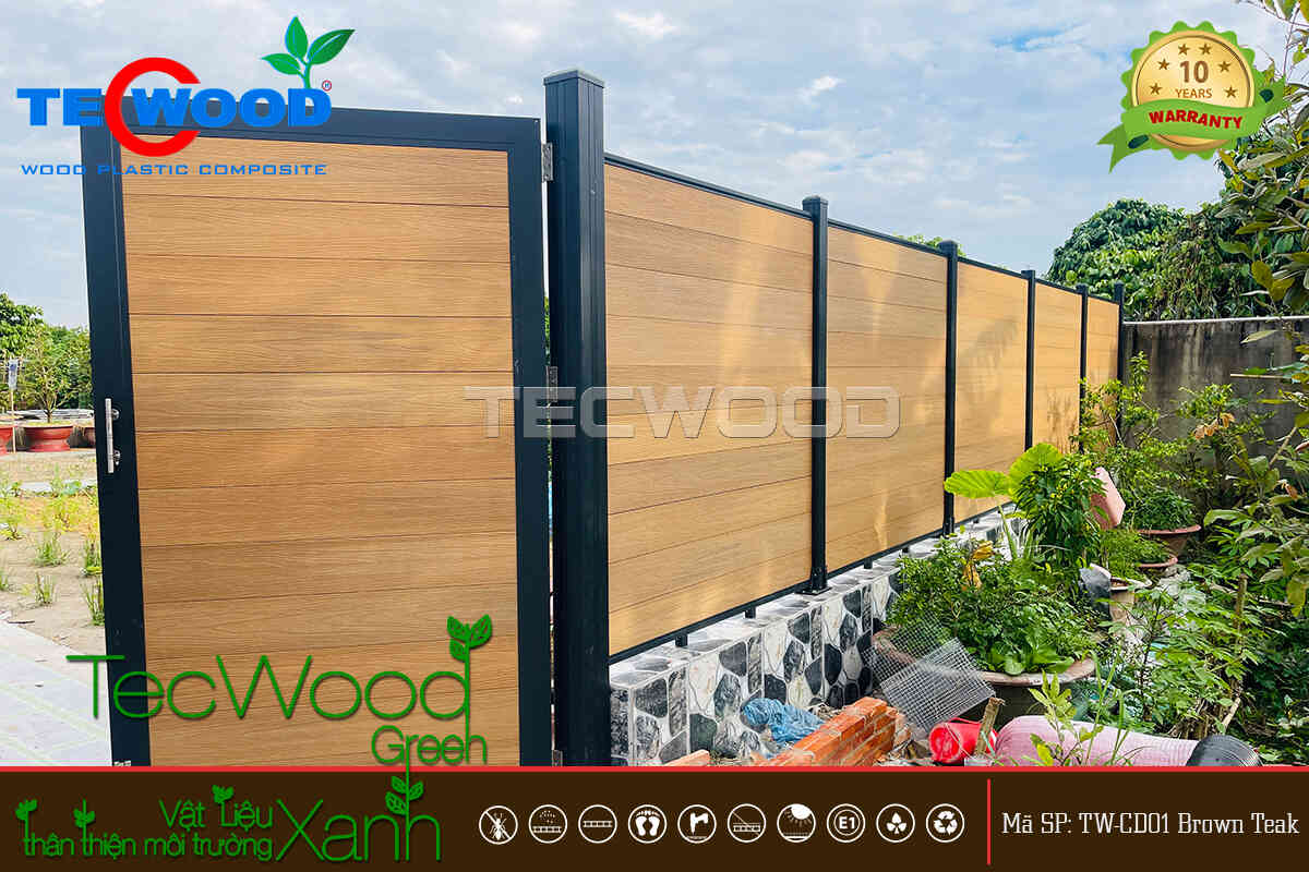 Mẫu cổng gỗ nhựa kín đảm bảo sự riêng tư