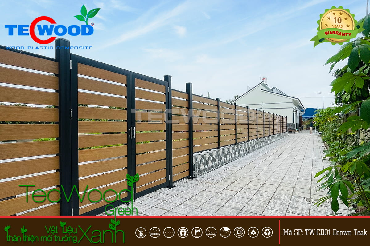 Cổng gỗ nhựa và hàng rào lắp ghép cho biệt thự sân vườn
