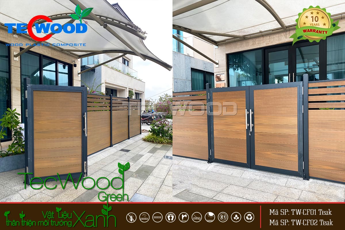 Cửa cổng gỗ nhựa đẹp cho biệt thự