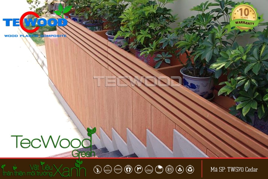 Gỗ nhựa ốp bồn hoa ngoài trời ấn tượng, đẹp mắt