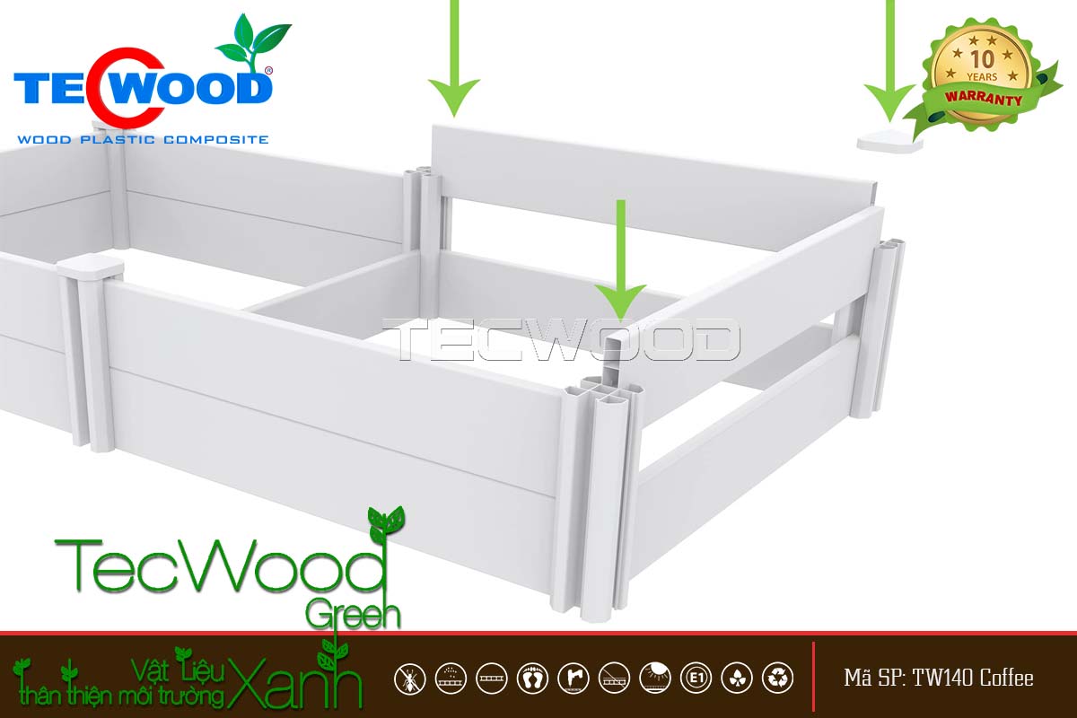 Chậu ghép gỗ nhựa trồng rau sân thượng