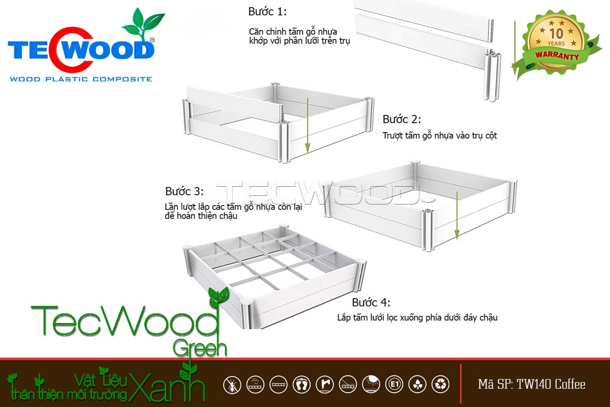 Chậu ghép thông minh sử dụng tấm gỗ nhựa