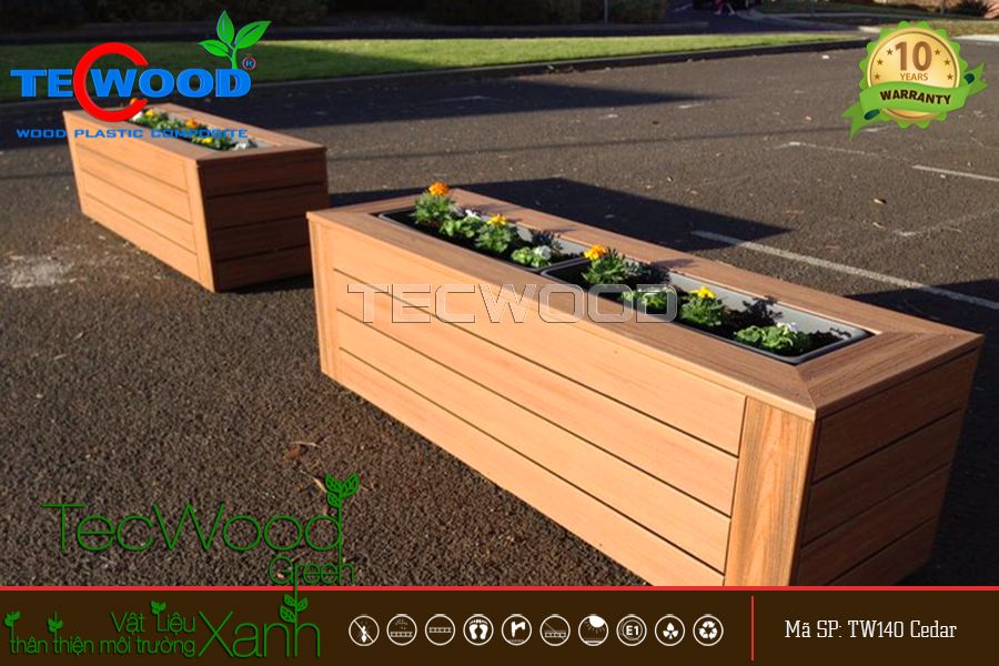 Hoa cỏ, cây xanh sẽ đẹp một cách ấn tượng nhờ chậu gỗ nhựa TecWood chậu gỗ trồng cây ngoài trời