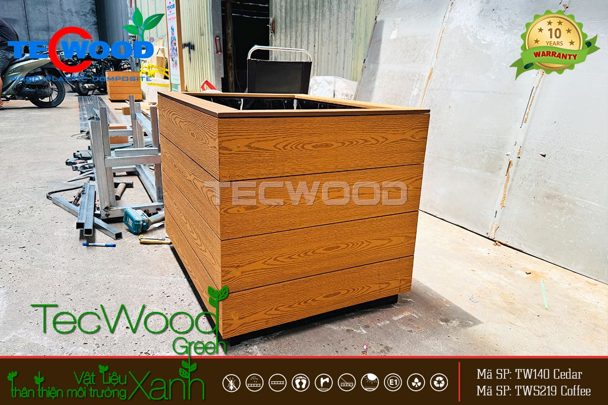 Chậu cây bằng gỗ nhựa ngoài trời