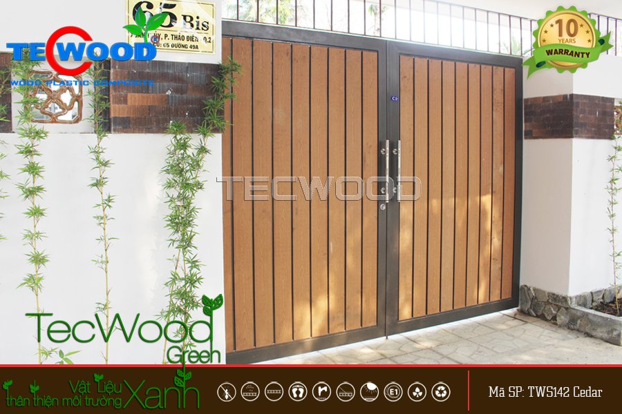 Cổng gỗ nhựa composite ngoài trời