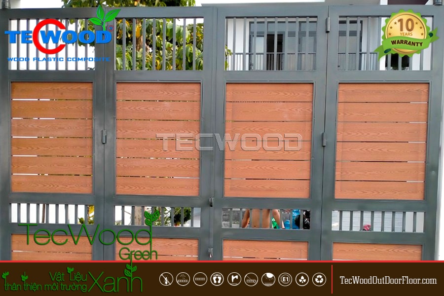 Cổng gỗ nhựa ngoài trời bền, đẹp