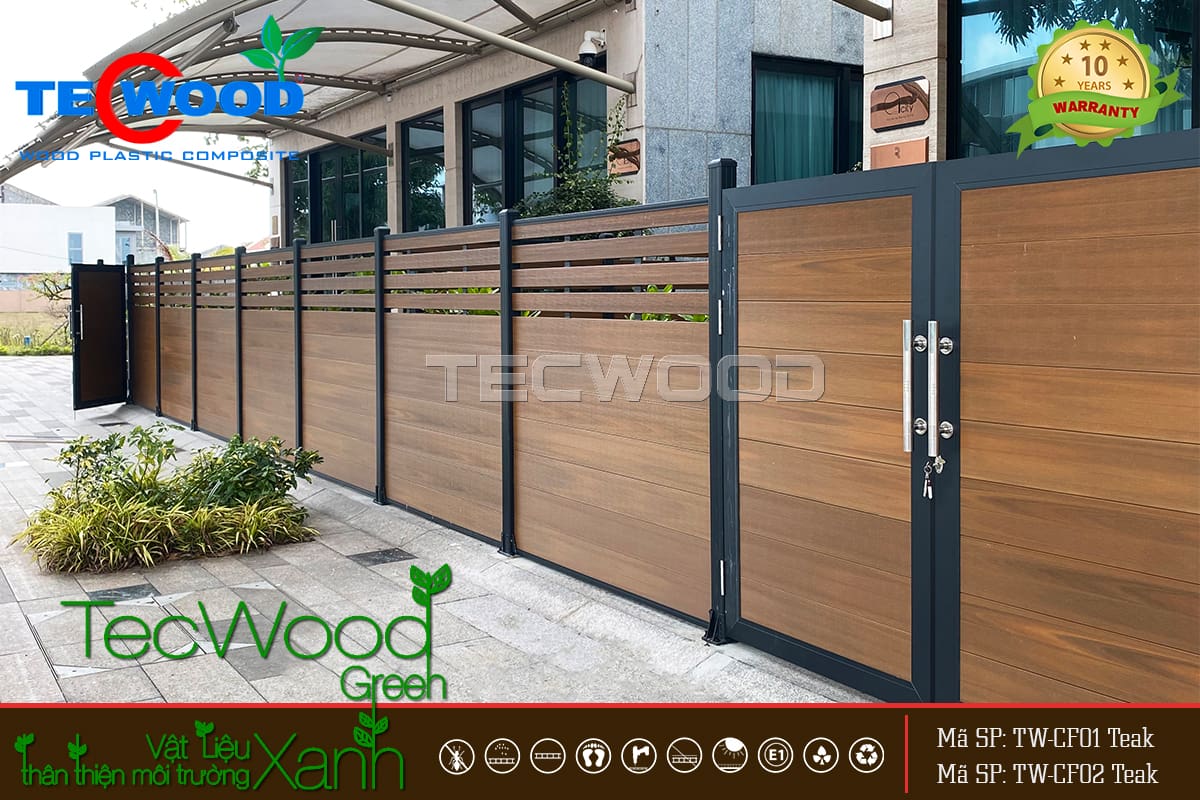 Cổng gỗ nhựa composite cho biệt thự cao cấp