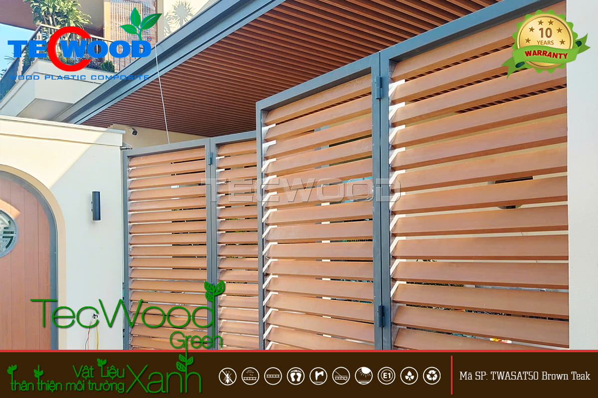 Cổng gỗ nhựa ngoài trời cho không gian căn hộ nghỉ dưỡng hiện đại