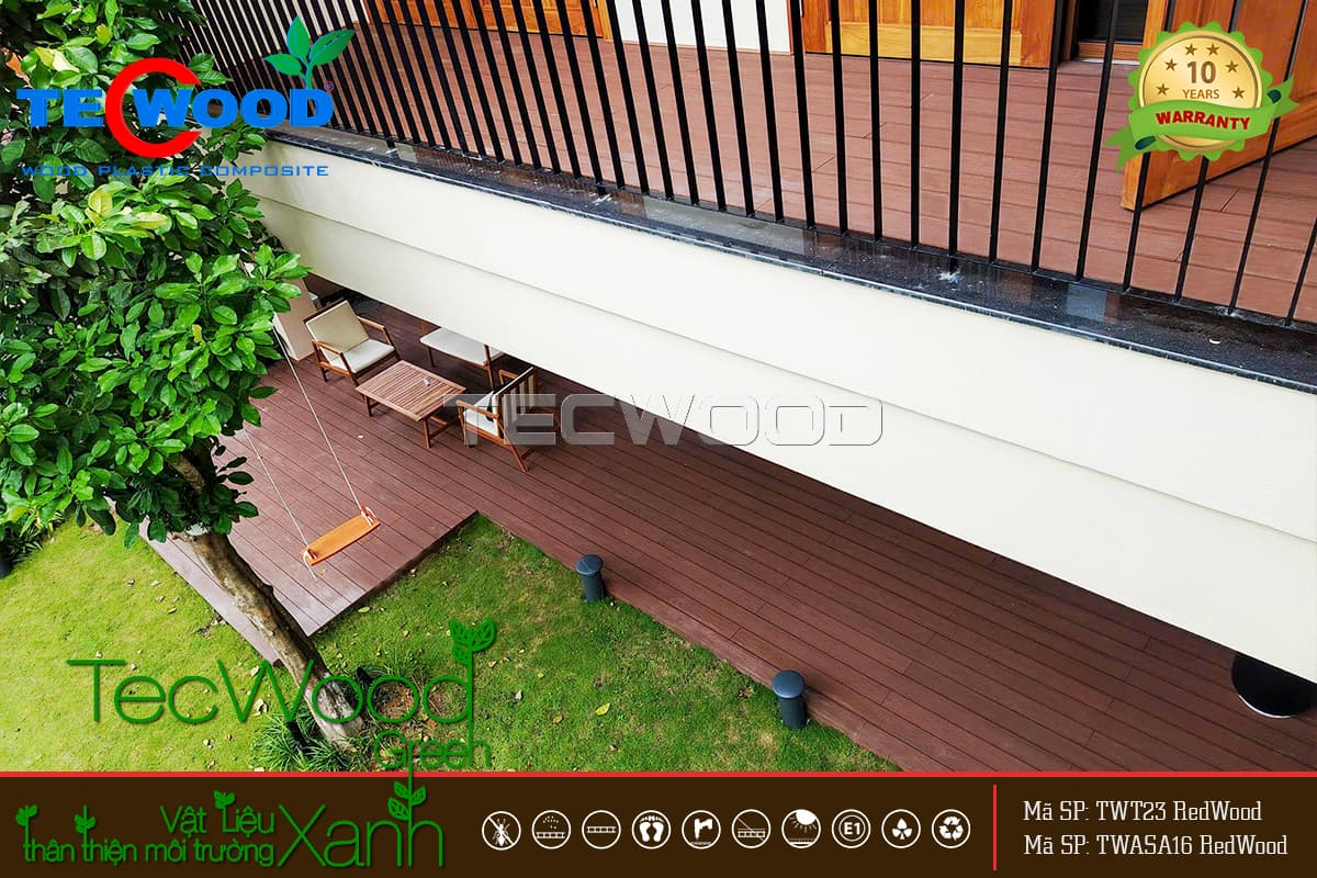 Khu vực thư giãn ngoài trời của công trình nhìn từ trên cao