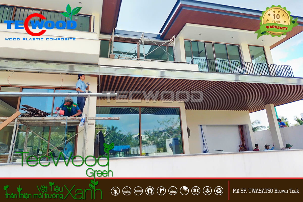 TecWood thi công trần lam gỗ nhựa ngoài trời