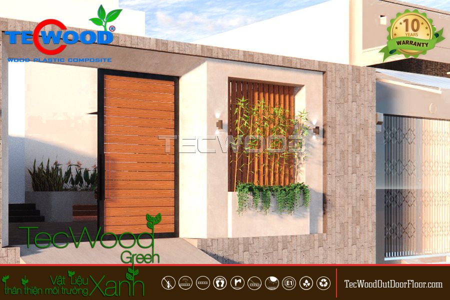 Cổng gỗ nhựa xoay 2 cánh