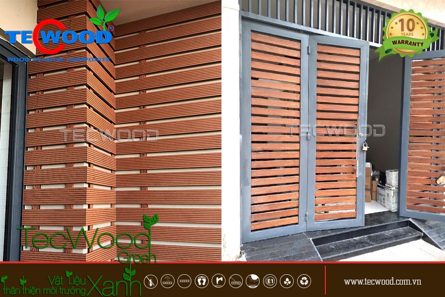 Cổng gỗ nhựa thiết kế thoáng