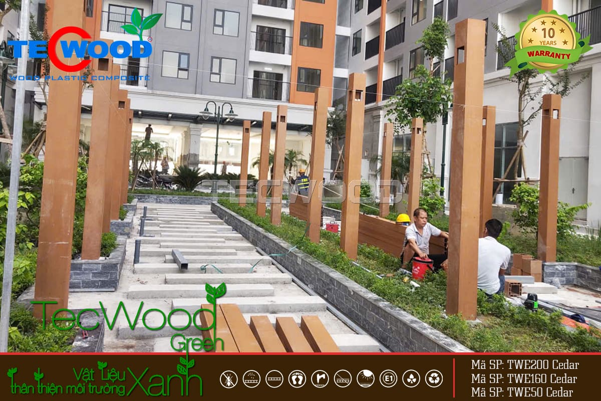 Thi công hệ pergola gỗ nhựa