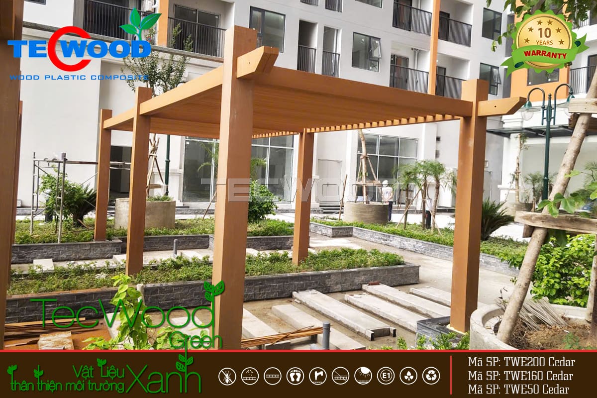 Giàn Pergola gỗ nhựa tại khuôn viên chung cư Yên Bình