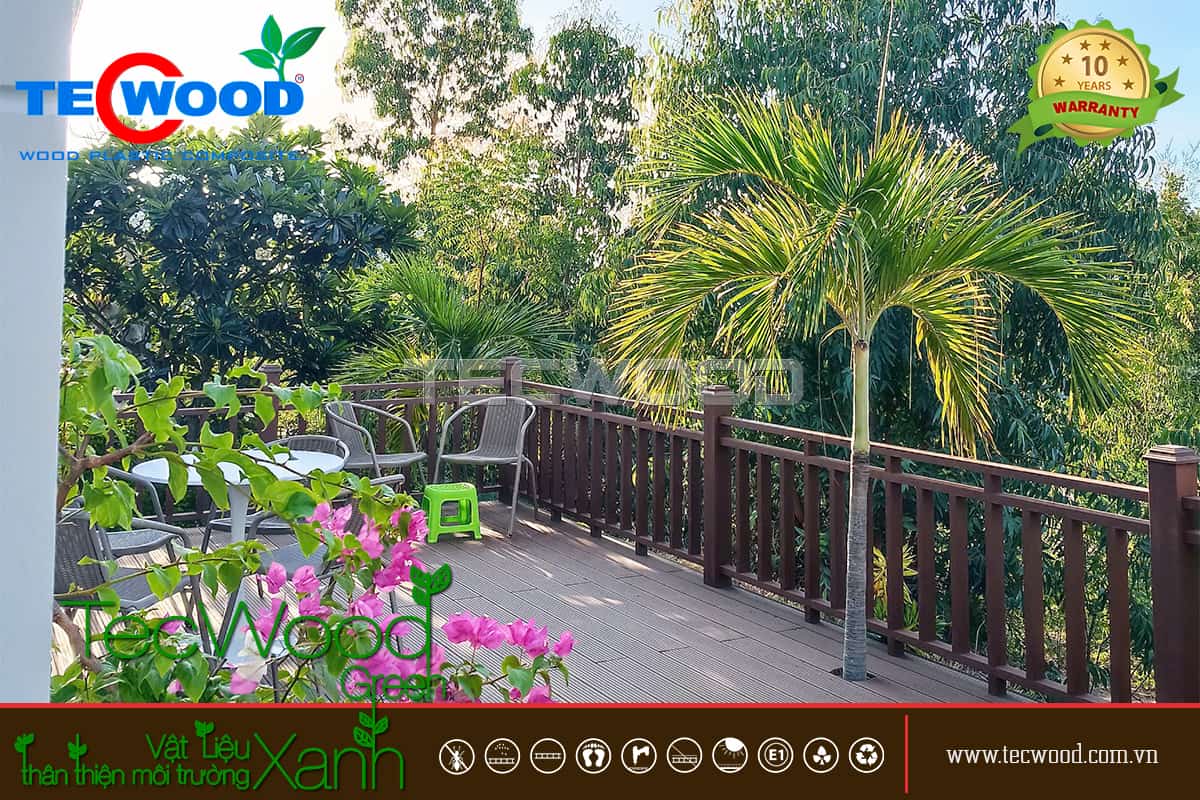 Sàn gỗ ban công bền đẹp màu Coffee