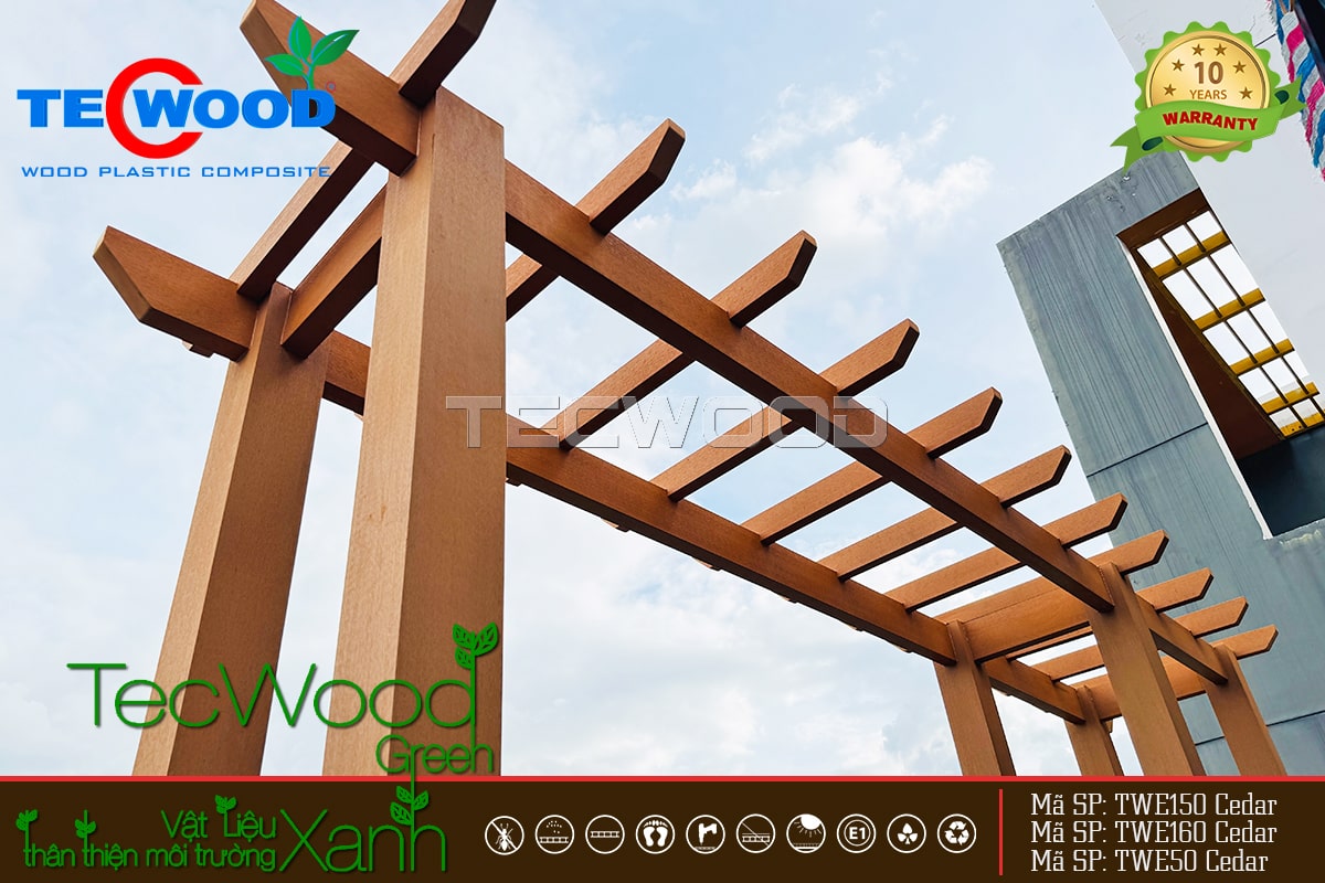 Giàn hoa gỗ ngoài trời trang trí sân thượng nhà phố