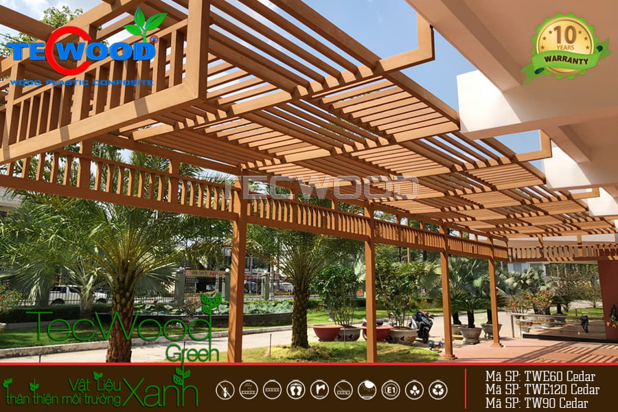 Mẫu giàn hoa pergola gỗ nhựa đẹp