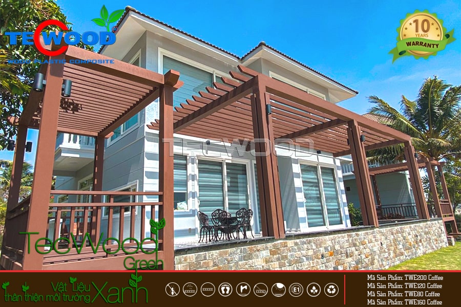 Mẫu giàn hoa gỗ nhựa cho resort nghỉ dưỡng ven biển