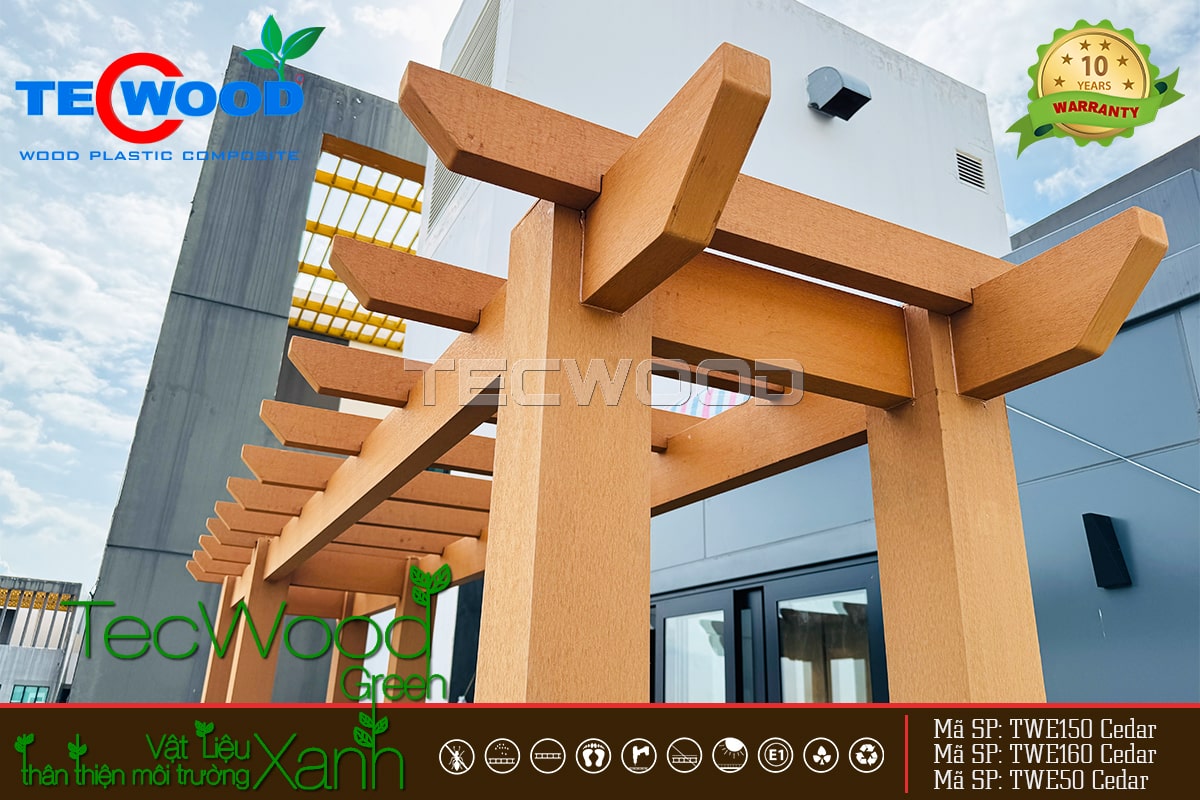 Giàn hoa gỗ nhựa ngoài trời trang reis sân thượng