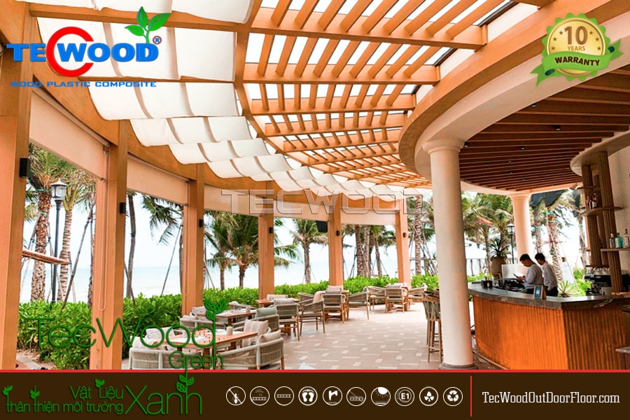 Thiết kế giàn pergola cho quán cafe ngoài trời