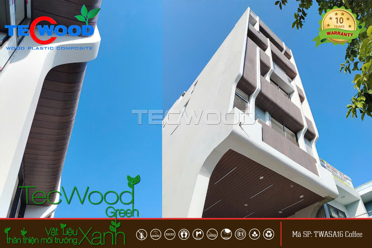 Tấm gỗ nhựa ốp tường mặt tiền nhà phố