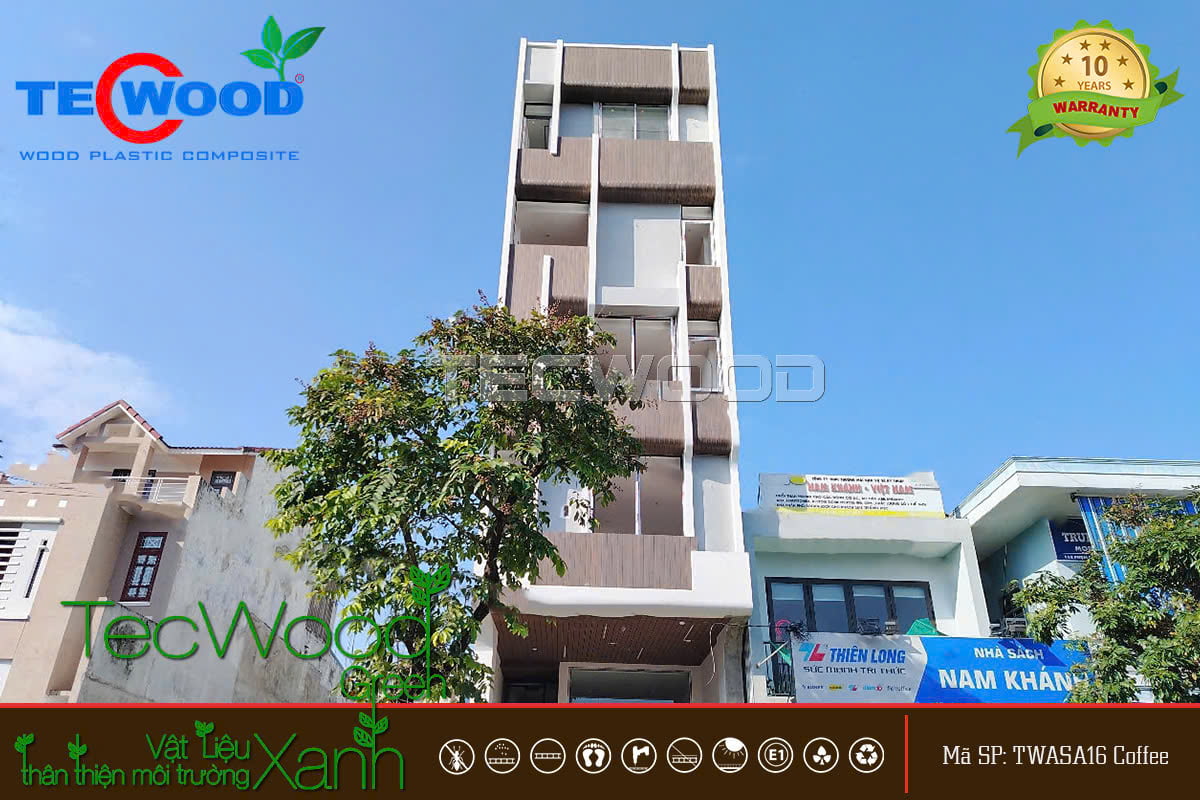 Gỗ nhựa ốp tường mặt tiền công trình