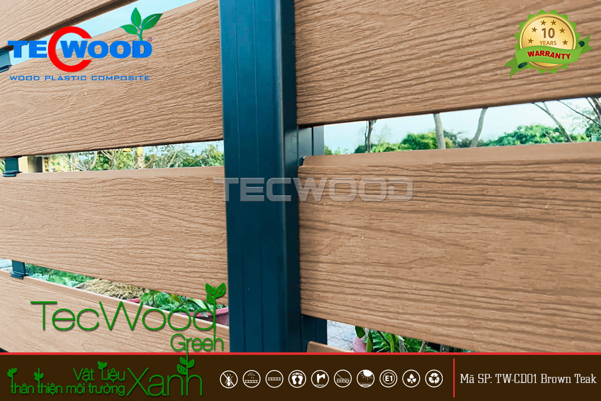 Hàng rào nhựa giả gỗ đẹp màu Brown Teak