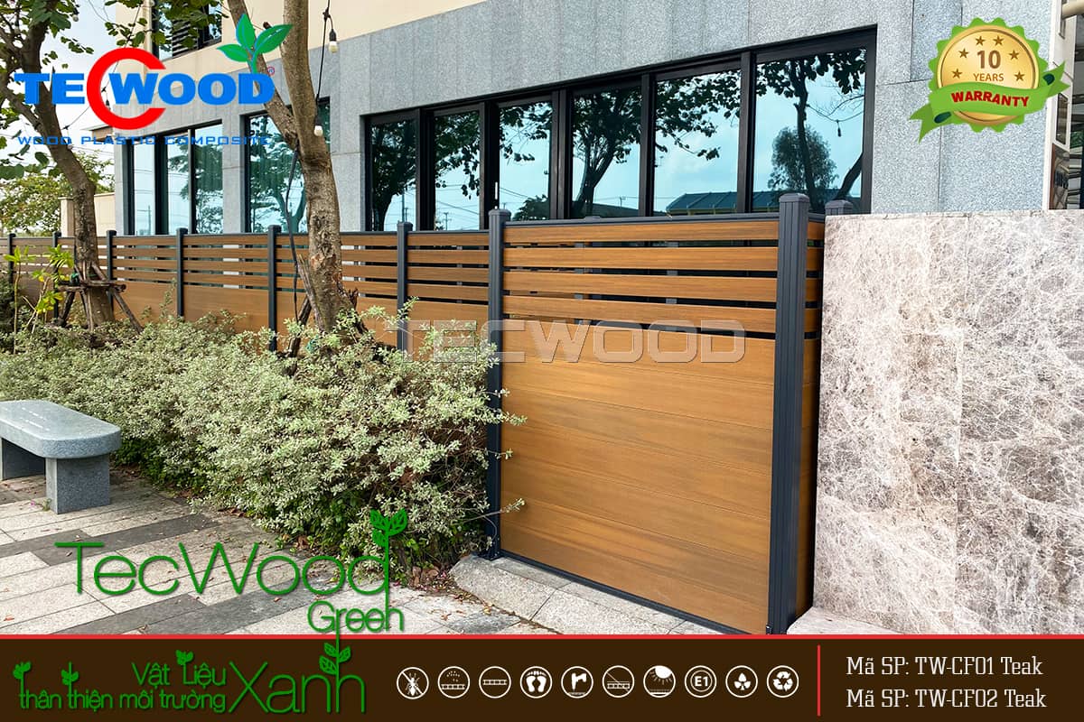 Mẫu hàng rào gỗ nhựa ngoài trời đẹp cho biệt thự