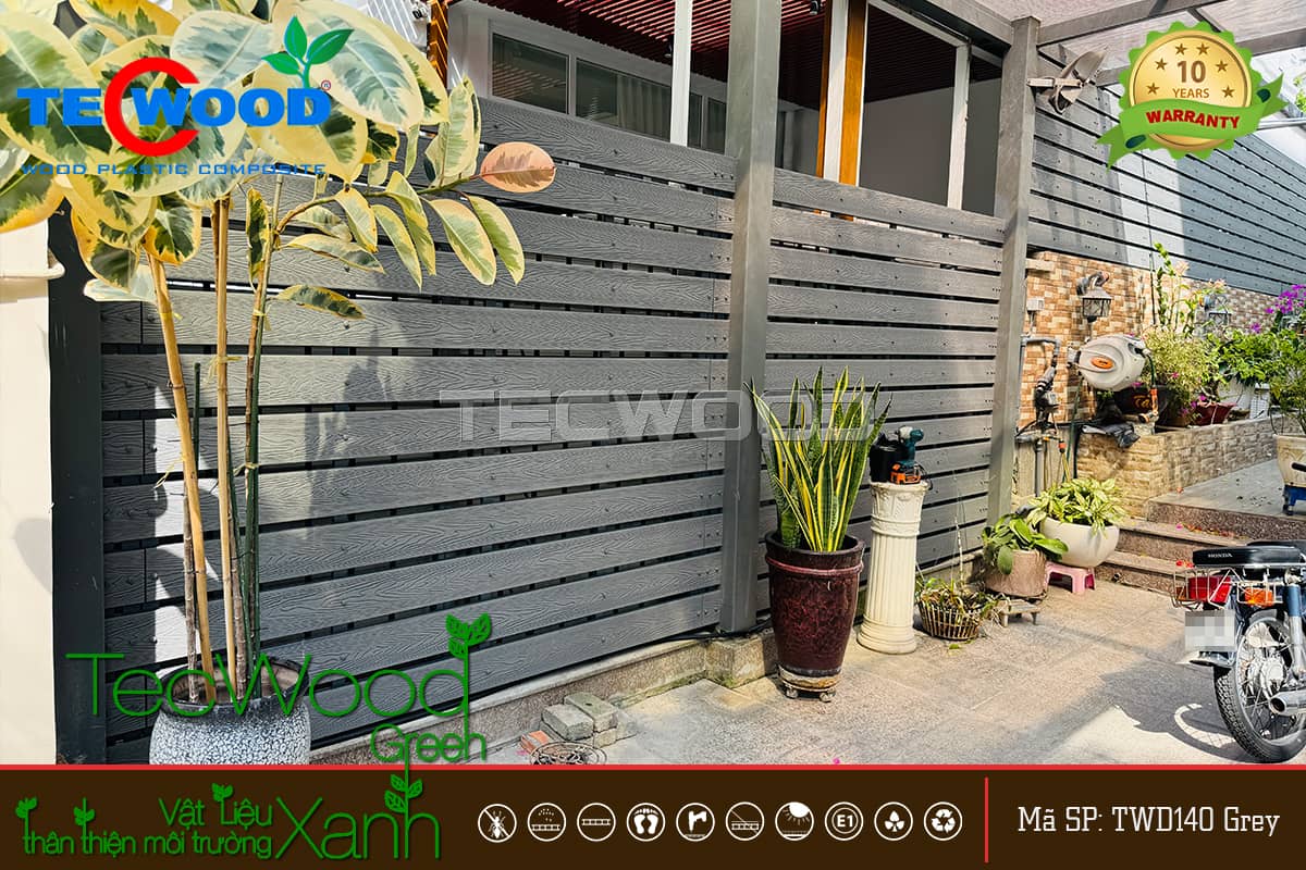 Hàng rào gỗ nhựa lắp ghép khung nhôm chắc chắn, thẩm mỹ