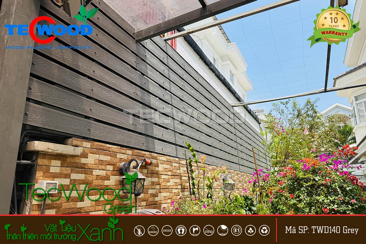 Hàng rào lắp ghép gỗ nhựa màu Grey