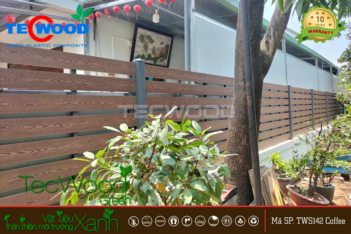 Hẫu hàng rào lắp ghép gỗ nhựa màu Coffee