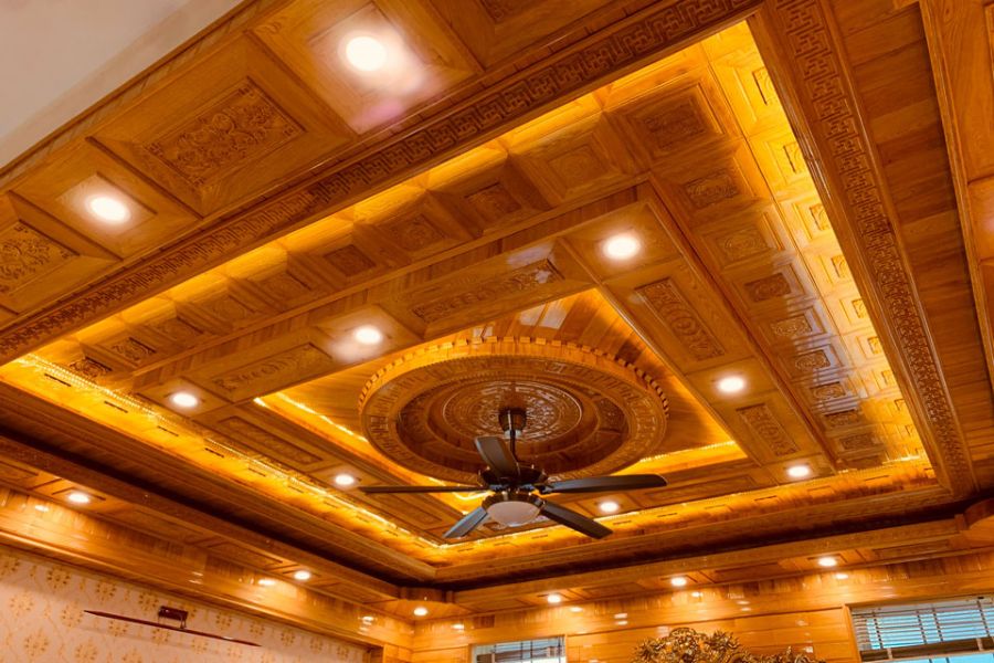 La phông gỗ trang trí trần nhà đẹp