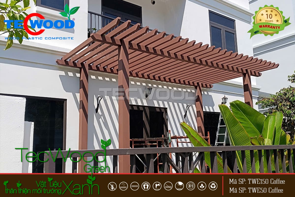 Hệ lam che nắng bằng gỗ nhựa cho resort