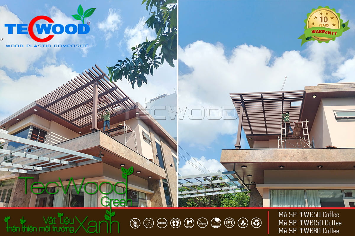 Công trình lam gỗ nhựa sân thượng tại HS Villa Đà Nẵng