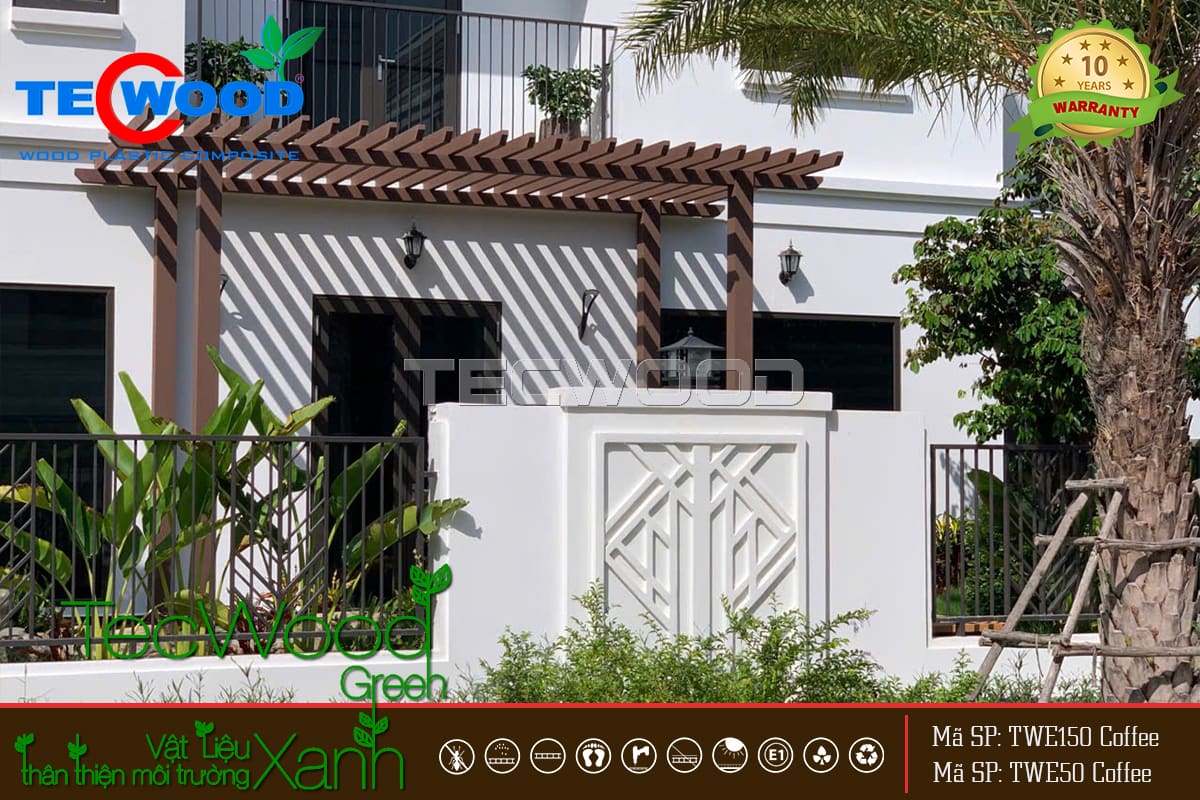 Không gian biệt thự Lavina sau khi lắp đặt lam gỗ nhựa