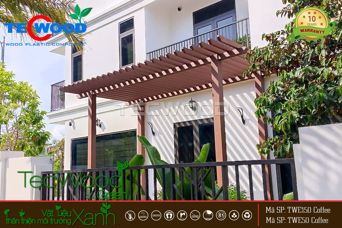 Giàn lam che nắng gỗ nhựa cho biệt thự Lavina