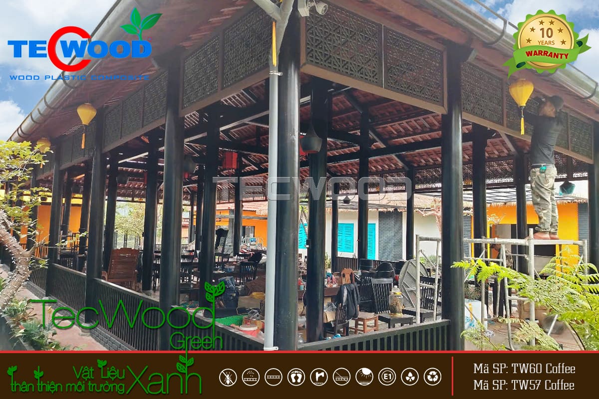 Lam gỗ nhựa trang trí mặt tiền công trình