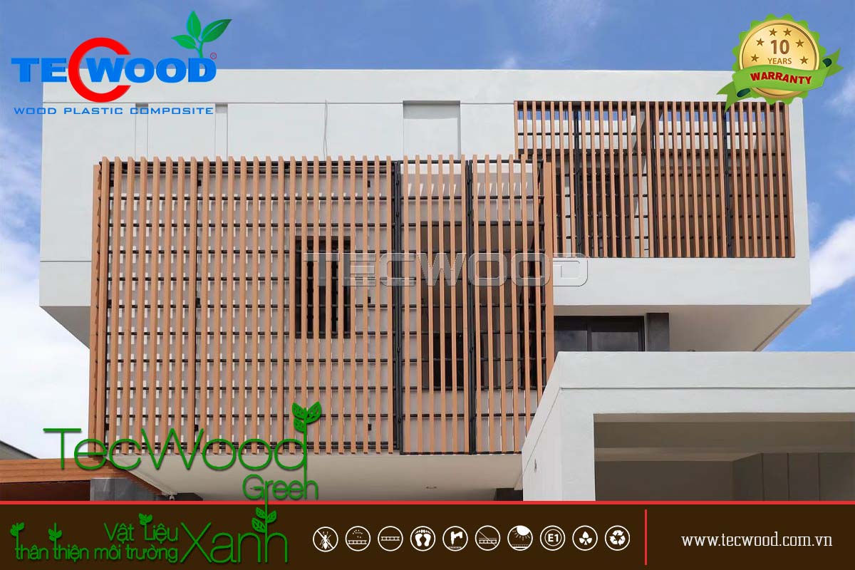 Hệ lam gỗ nhựa che nắng mặt tiền