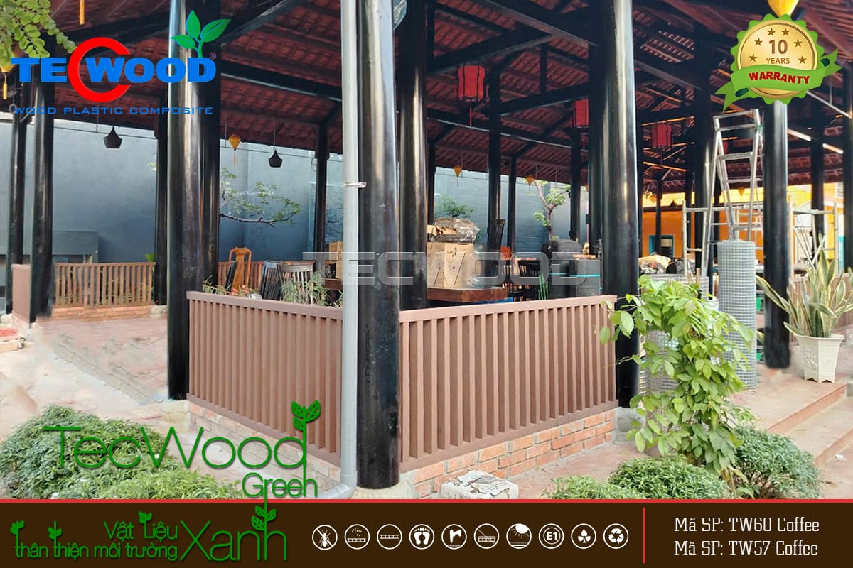 Lan can gỗ nhựa trang trí nhà hàng
