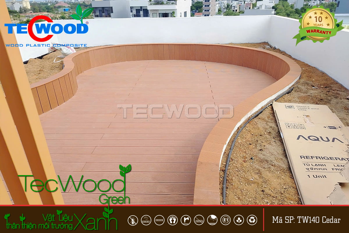 Lát sàn cho sân thượng bằng sàn gỗ nhựa TW140