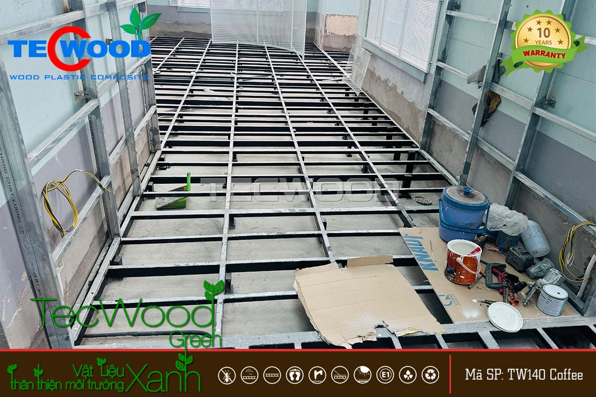 Hệ khung xương inox trong thi công sàn gỗ nhựa