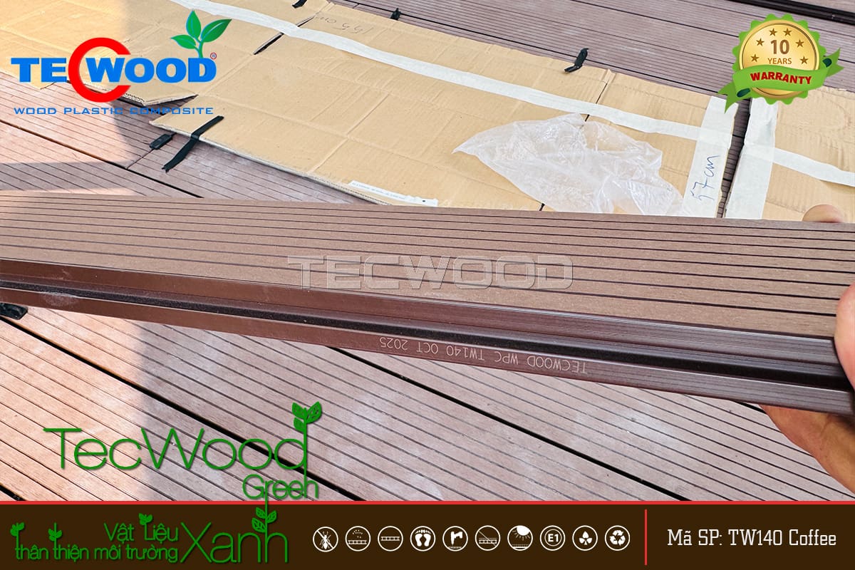 Tấm ván sàn gỗ nhựa TW140 màu Coffee