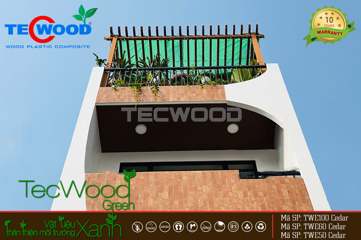 Mái che nắng bằng gỗ nhựa cho sân thượng