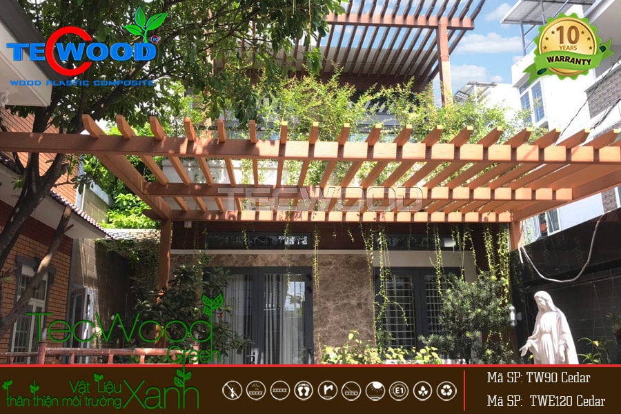 Mái che sân thượng kết hợp cây xanh