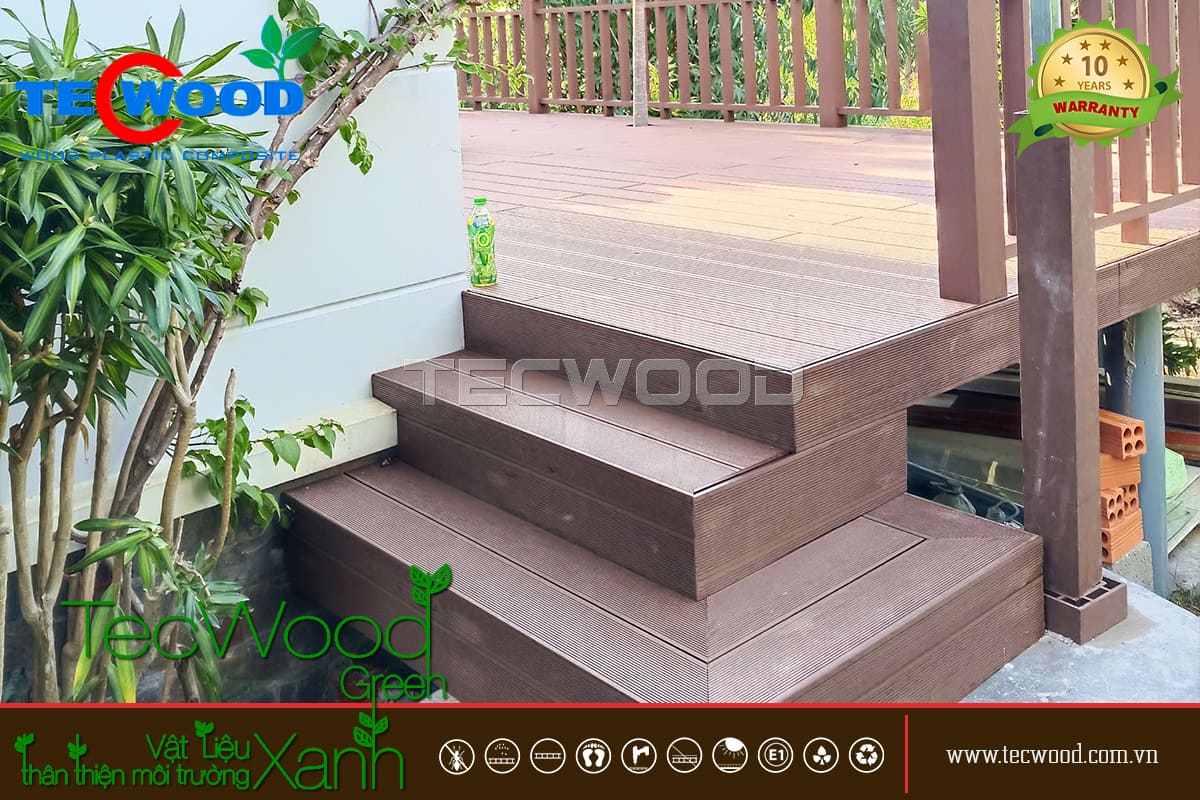 Sàn gỗ nhựa TecWood ốp bậc cầu thang ngoài trời